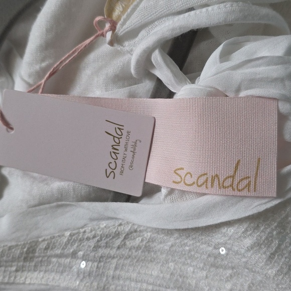 Scandal Italy Laurent Top - White with Sequin Front. Size Extra Small. NWT - Picture 10 of 12
